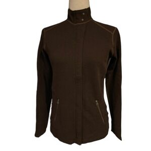 Ibex Izzy Izzi Full Zip Sweater Jacket Merino Blend Women Size XS Brown Stretch